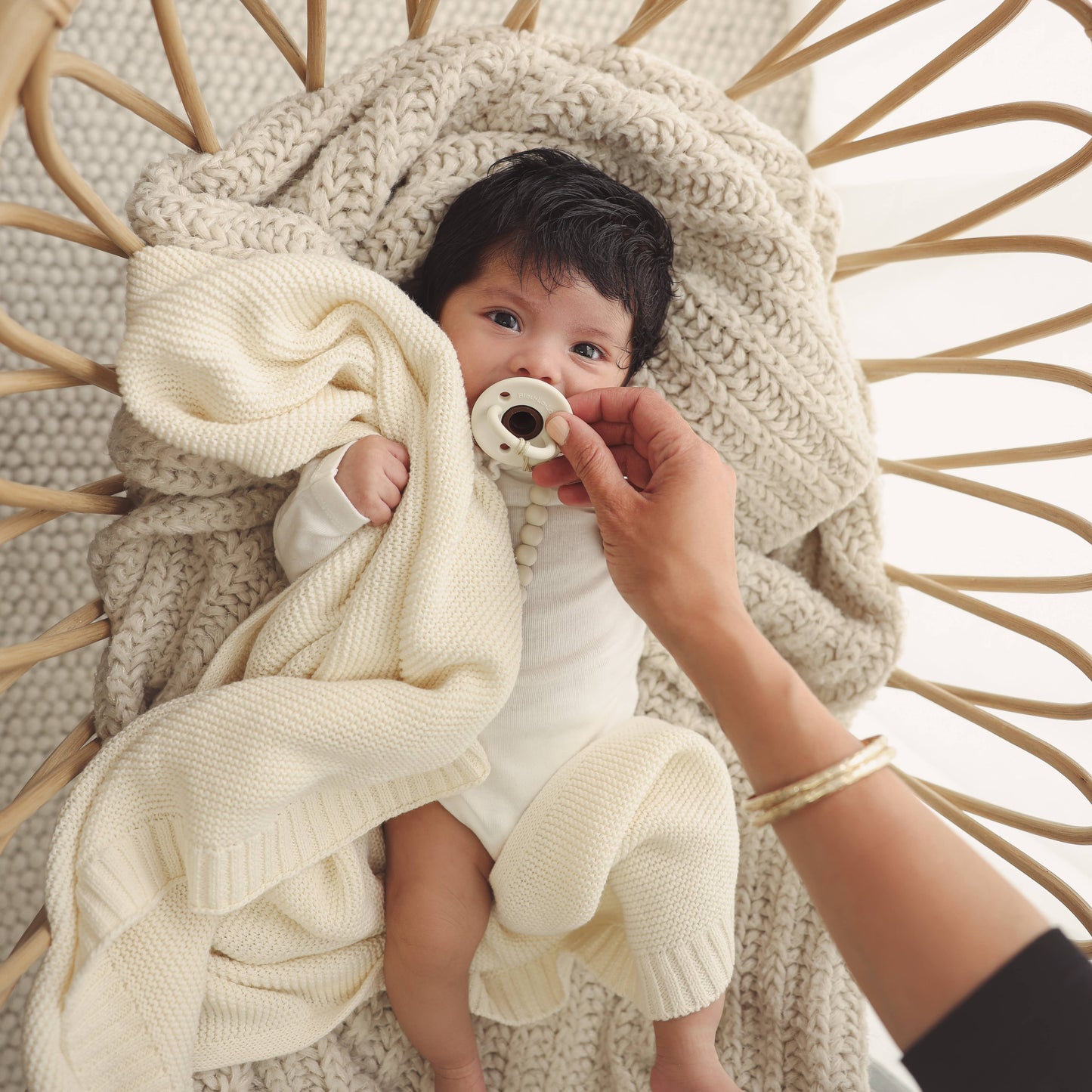 100% Organic Luxury Cotton Swaddle Receiving Baby Blanket: Oatmeal