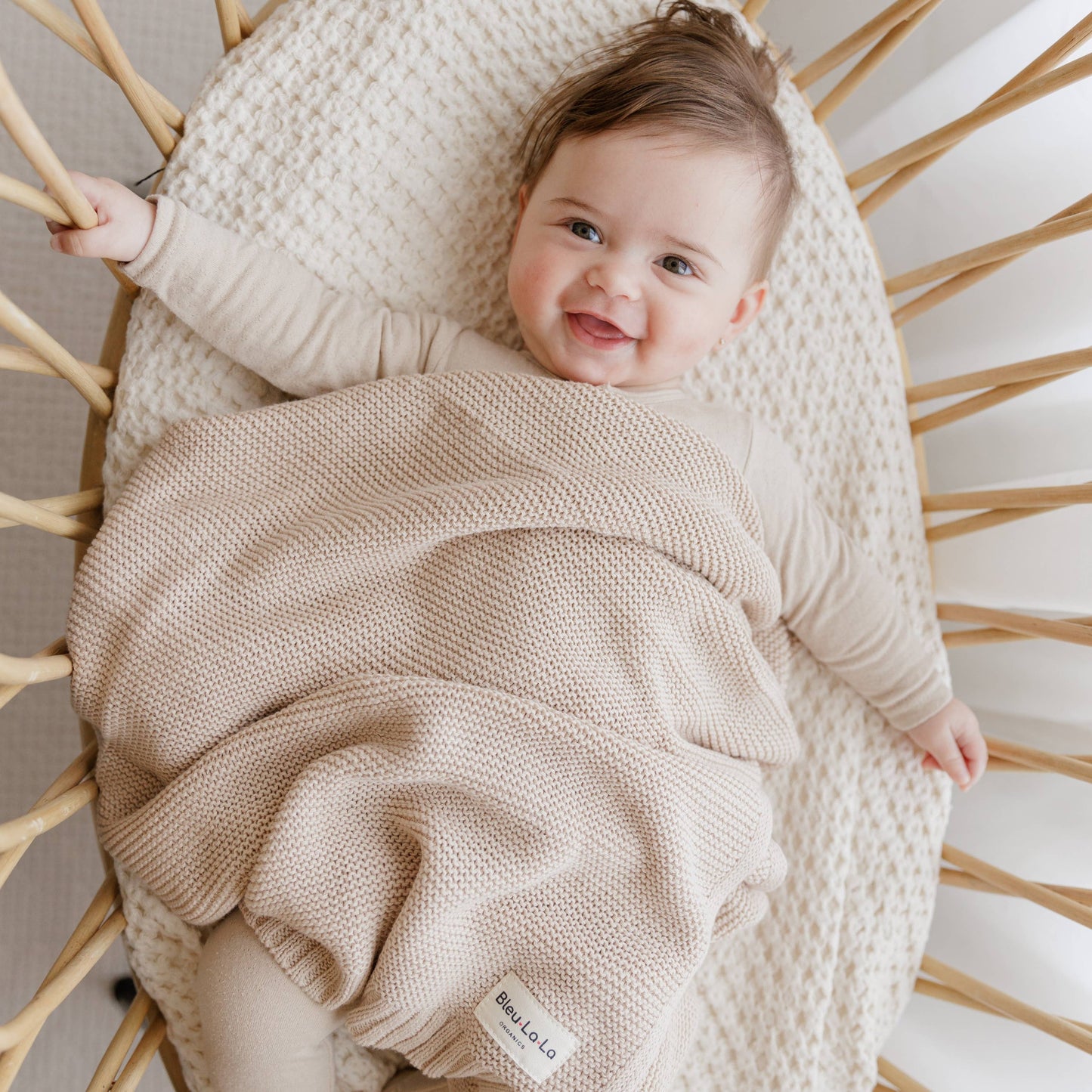 100% Organic Luxury Cotton Swaddle Receiving Baby Blanket: Oatmeal
