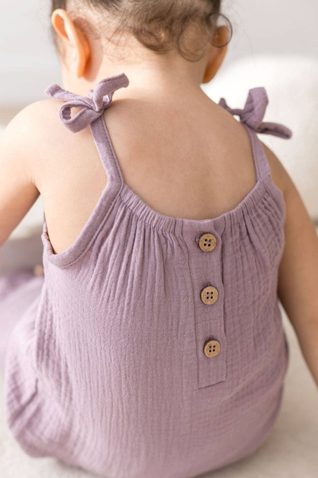 Sleeveless Bow Strap Jumpsuit | Lilac: 0/6M
