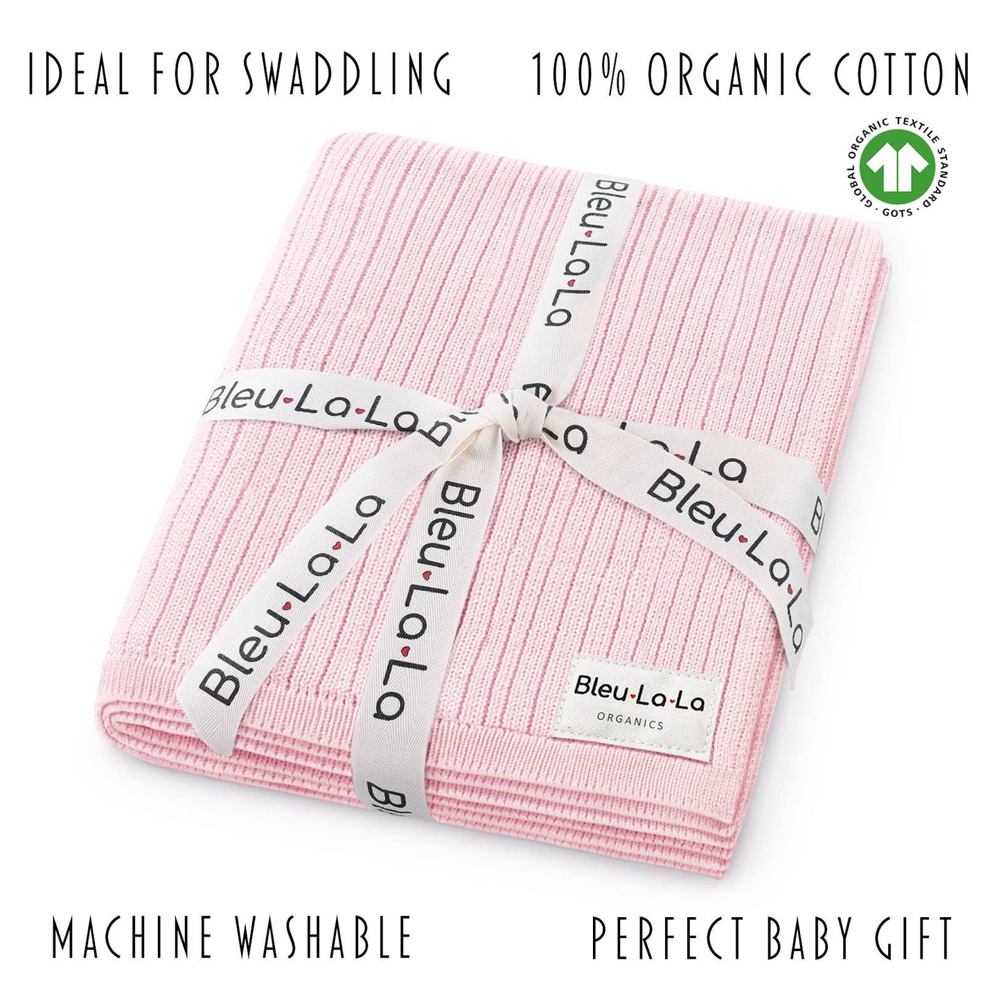 NEW! 100% Luxury Organic Cotton Ribbed Baby Swaddle Blanket: Oatmeal