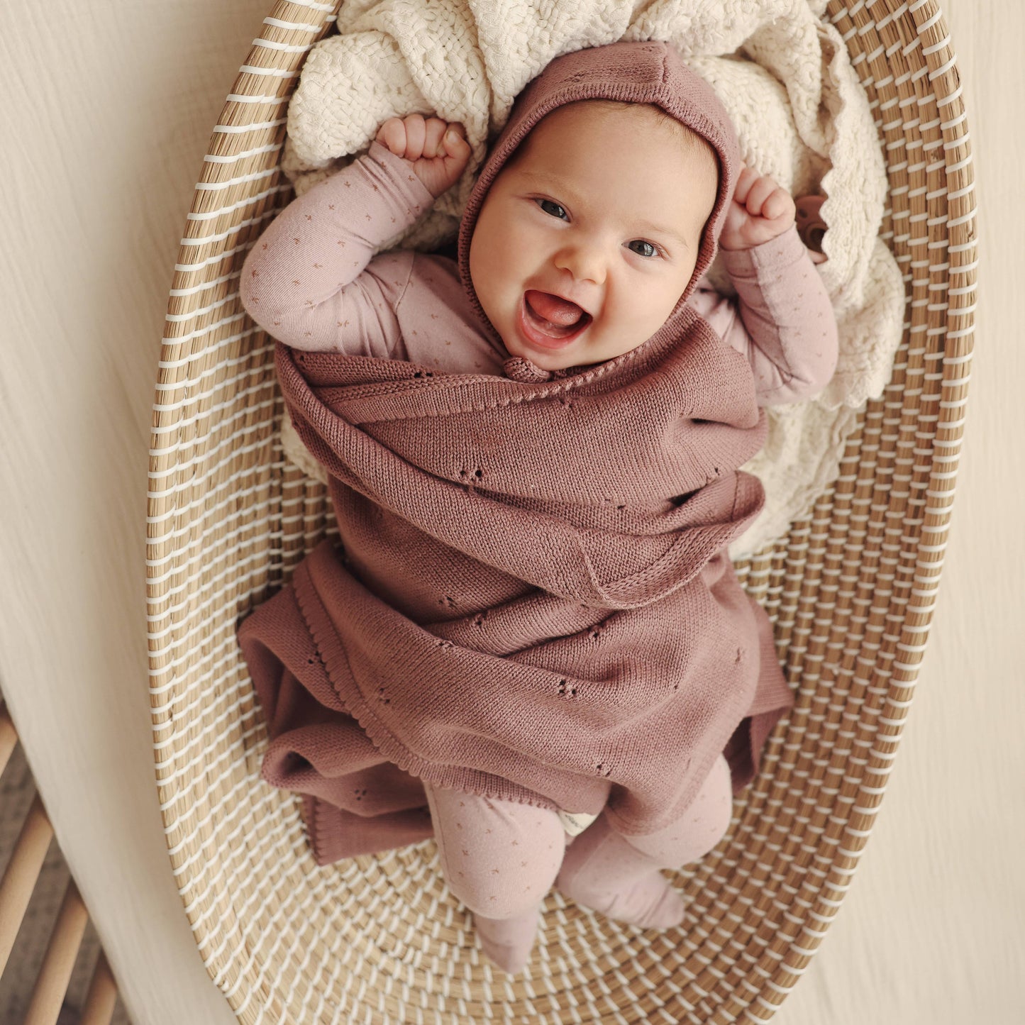 100% Organic Cotton Pointelle Swaddle Receiving Baby Blanket: Sugar Plum