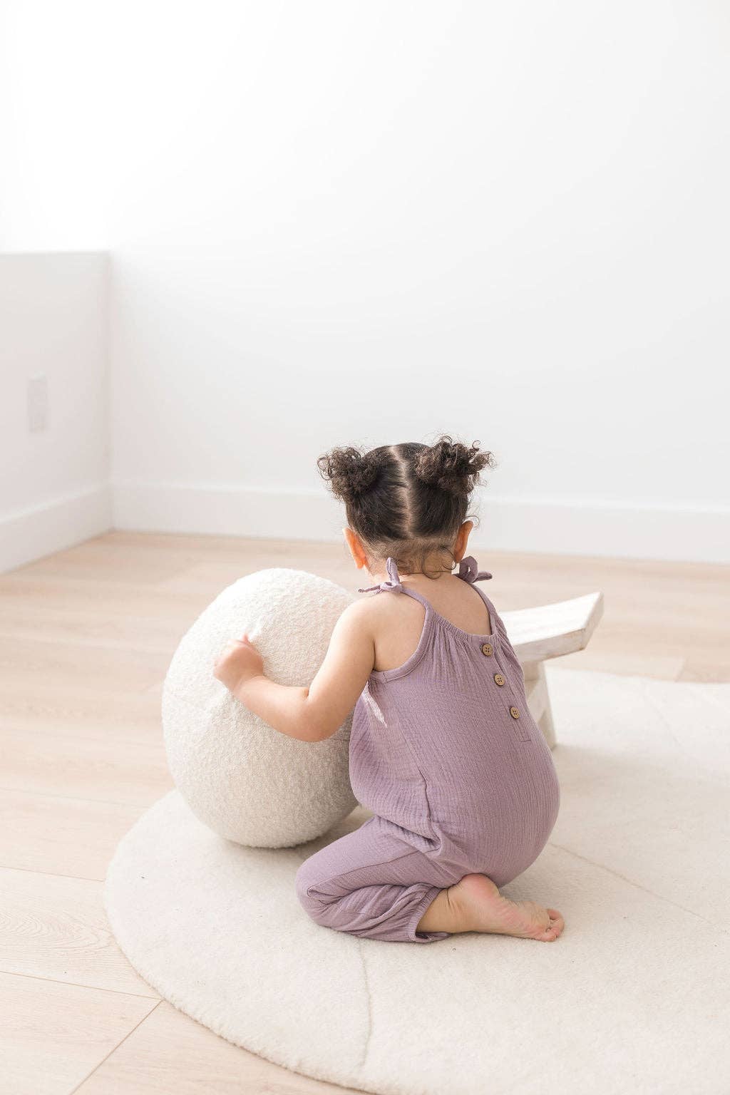 Sleeveless Bow Strap Jumpsuit | Lilac: 6/12M