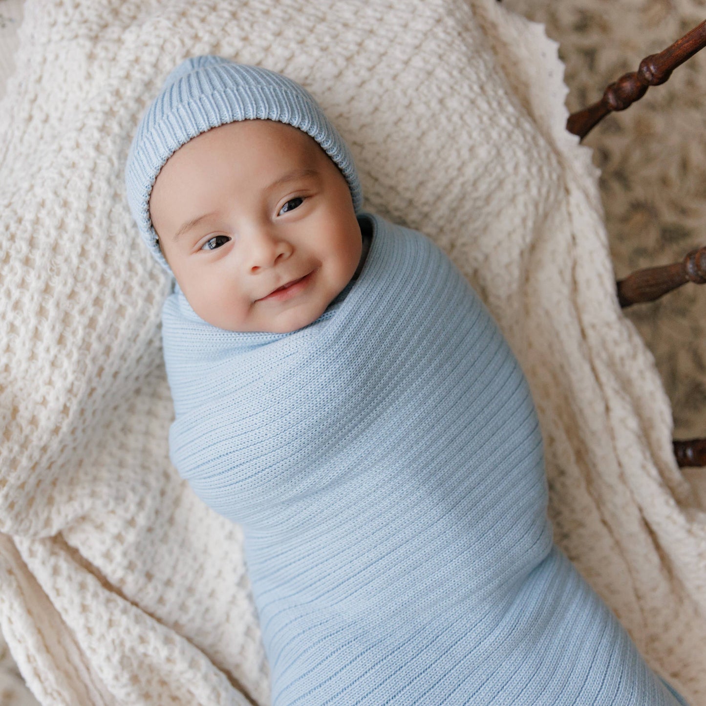 NEW! 100% Luxury Organic Cotton Ribbed Baby Swaddle Blanket: Oatmeal