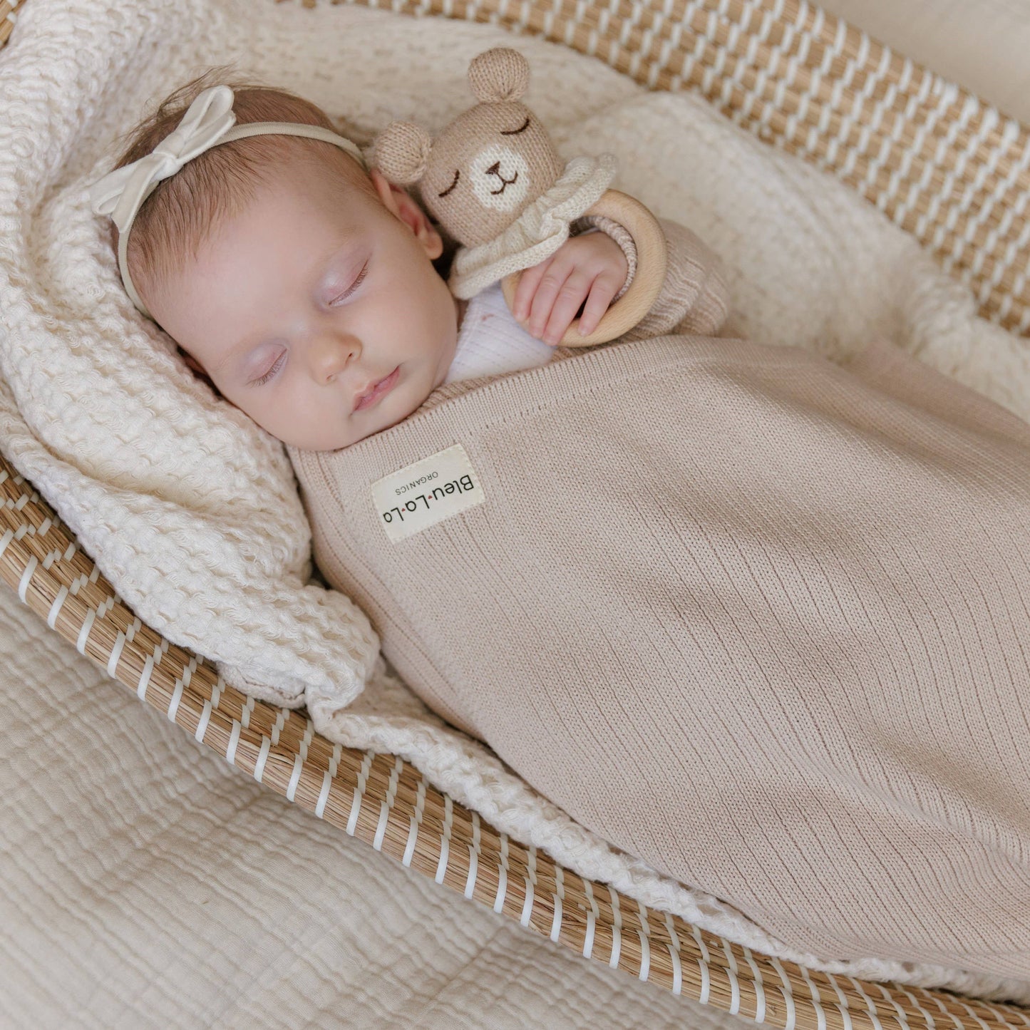 NEW! 100% Luxury Organic Cotton Ribbed Baby Swaddle Blanket: Oatmeal