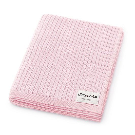 NEW! 100% Luxury Organic Cotton Ribbed Baby Swaddle Blanket: Blush Pink