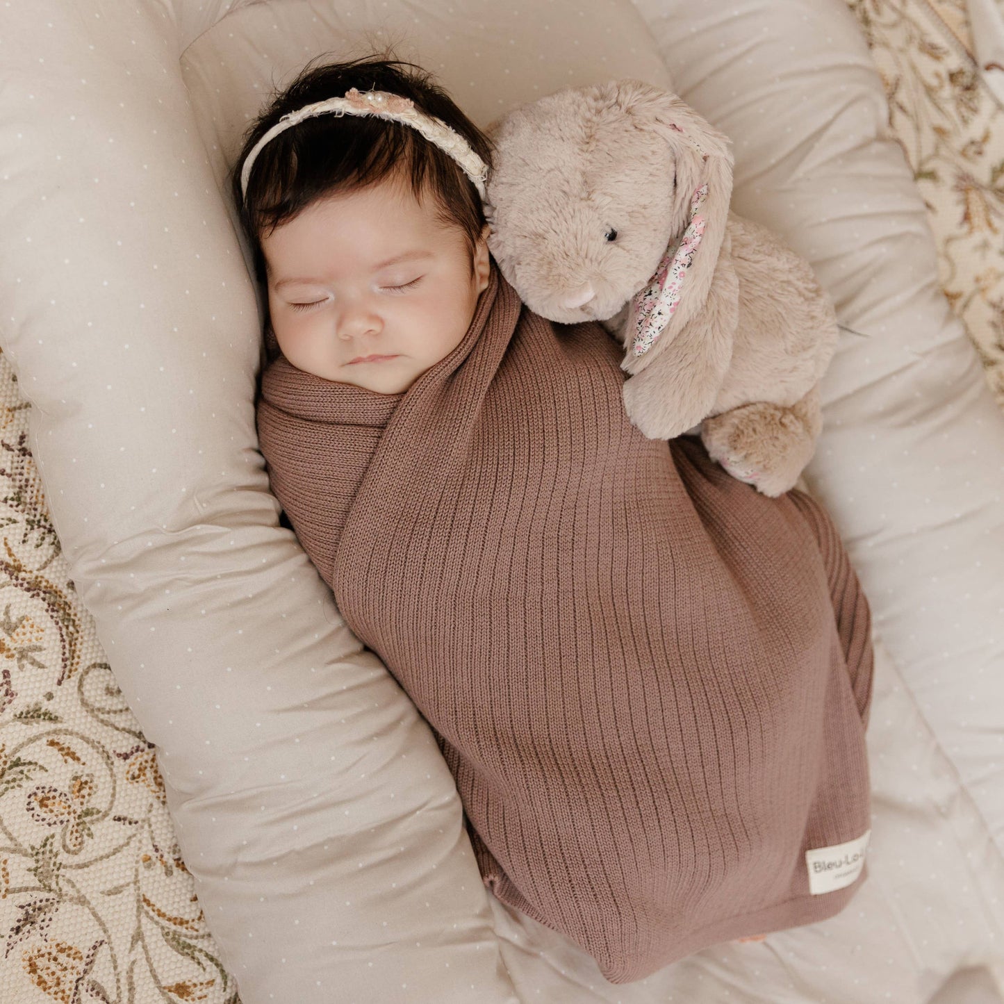 NEW! 100% Luxury Organic Cotton Ribbed Baby Swaddle Blanket: Oatmeal