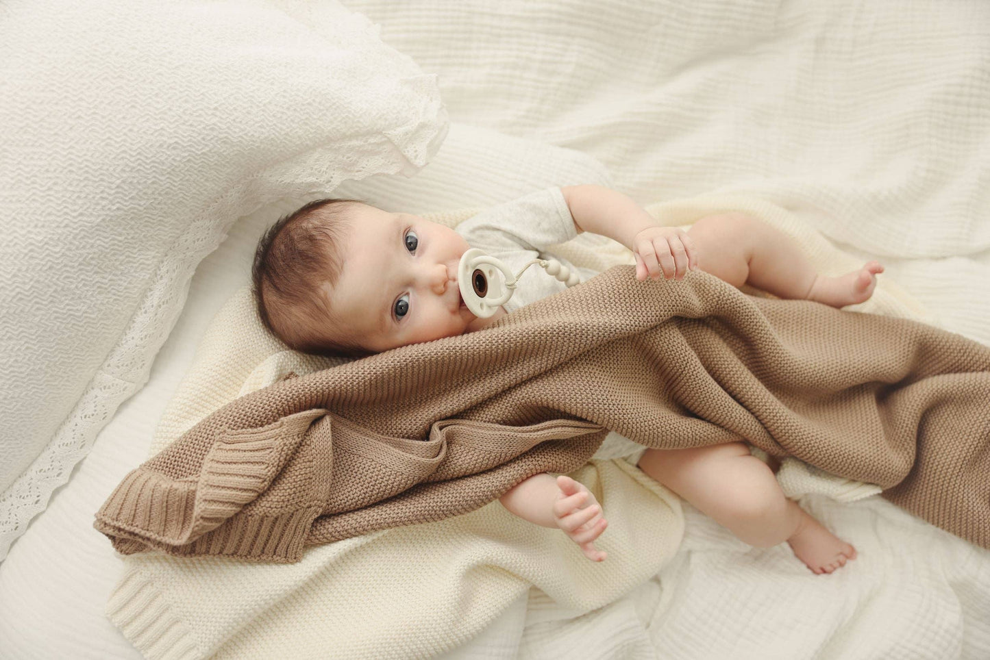100% Organic Luxury Cotton Swaddle Receiving Baby Blanket: Oatmeal
