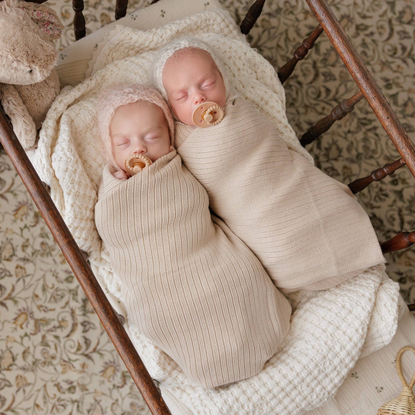 NEW! 100% Luxury Organic Cotton Ribbed Baby Swaddle Blanket: Oatmeal
