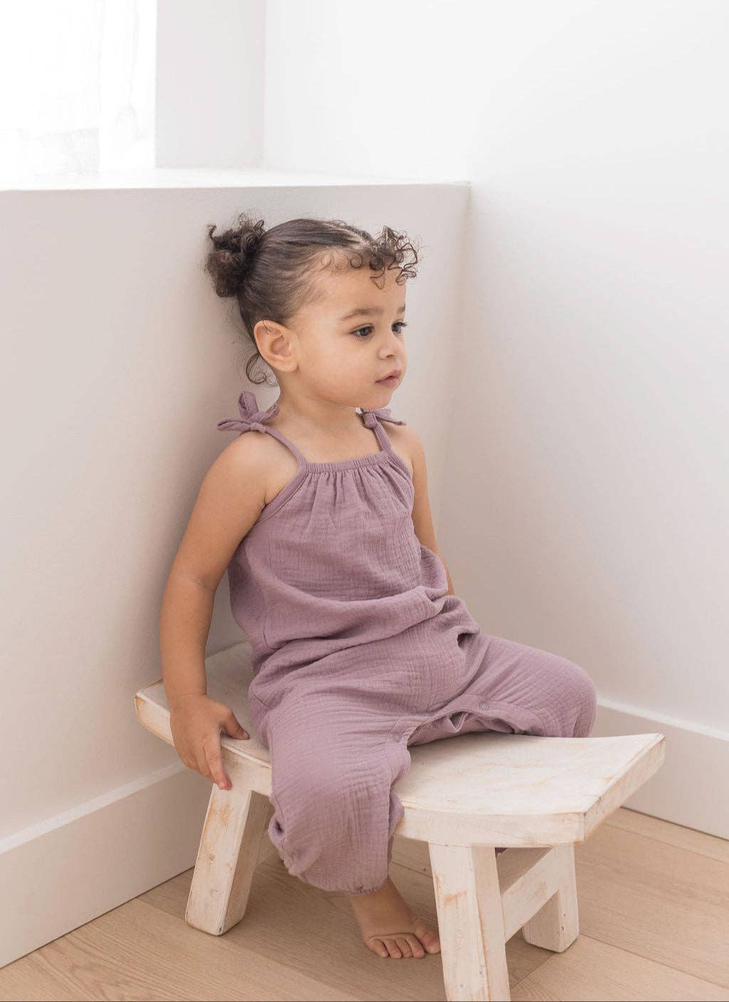 Sleeveless Bow Strap Jumpsuit | Lilac: 0/6M