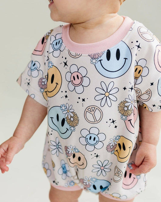 Short Sleeve Bubble Romper | Groovy Girl: Newborn