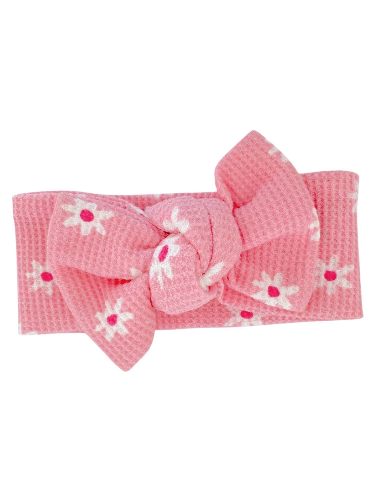 Organic Waffle Knot Bow, Pink Flower: 0 - 12 mo.