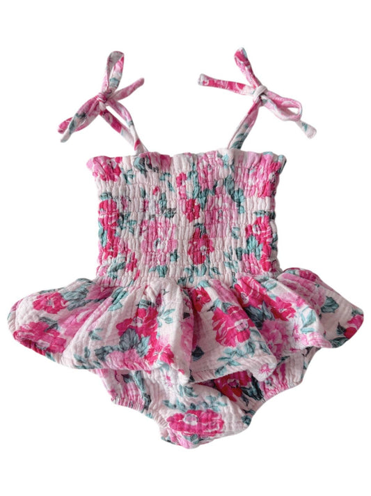 Muslin Smocked Bubble w/ Skirt, Pink Splendor