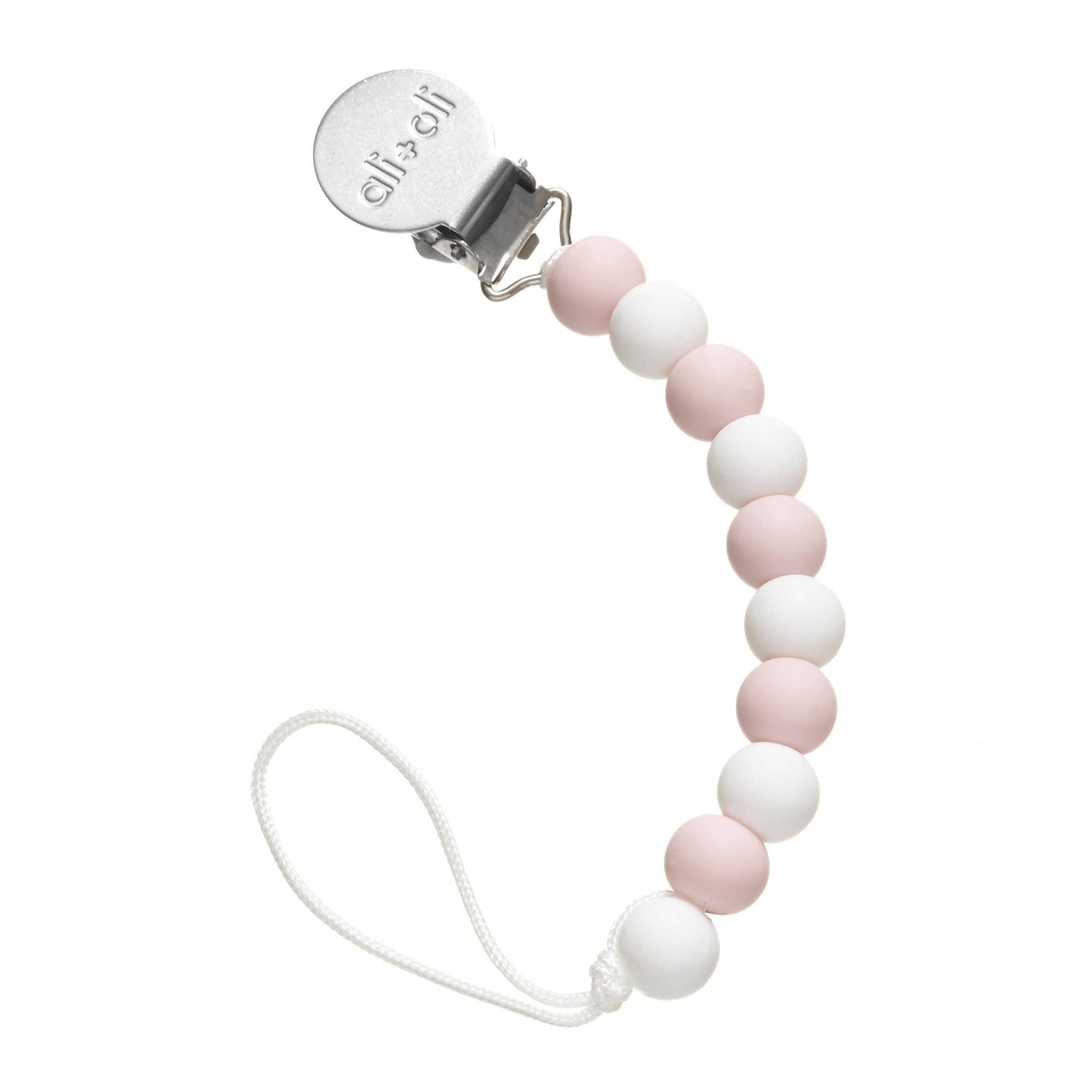 Silicone Pacifier Clip (Pink-White)