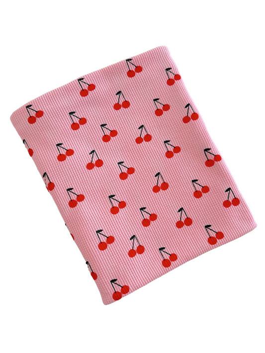 Organic Cotton Waffle Swaddle, Pink Cherries