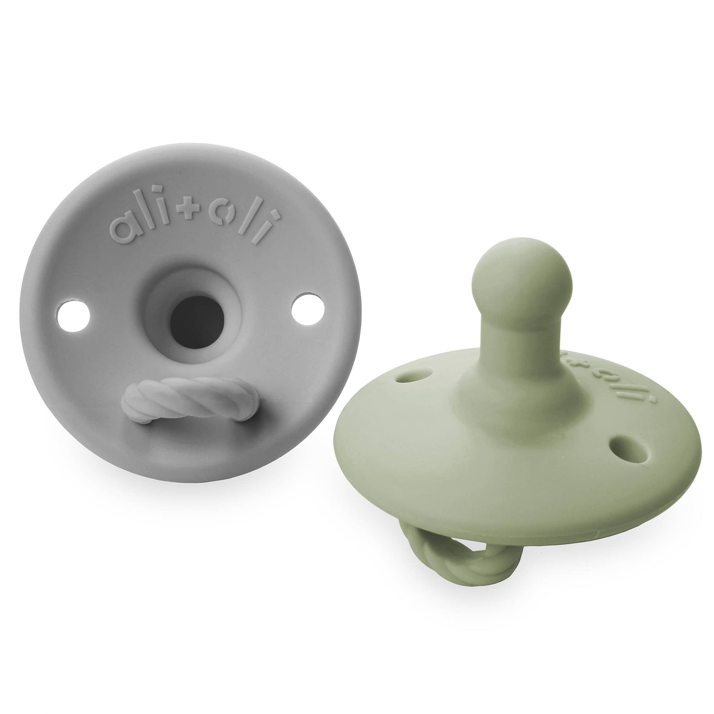 Pacifier Set Round (Grey & Sage)