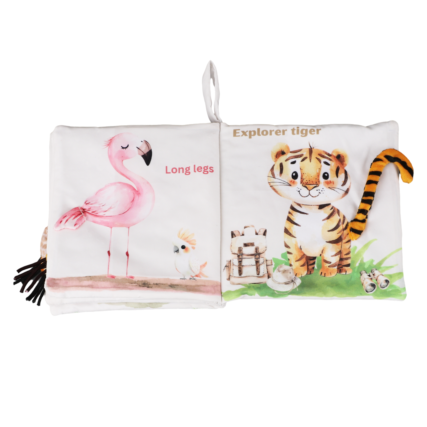 Safari Friends Tails 10-Page Soft Crinkle Cloth Baby Book