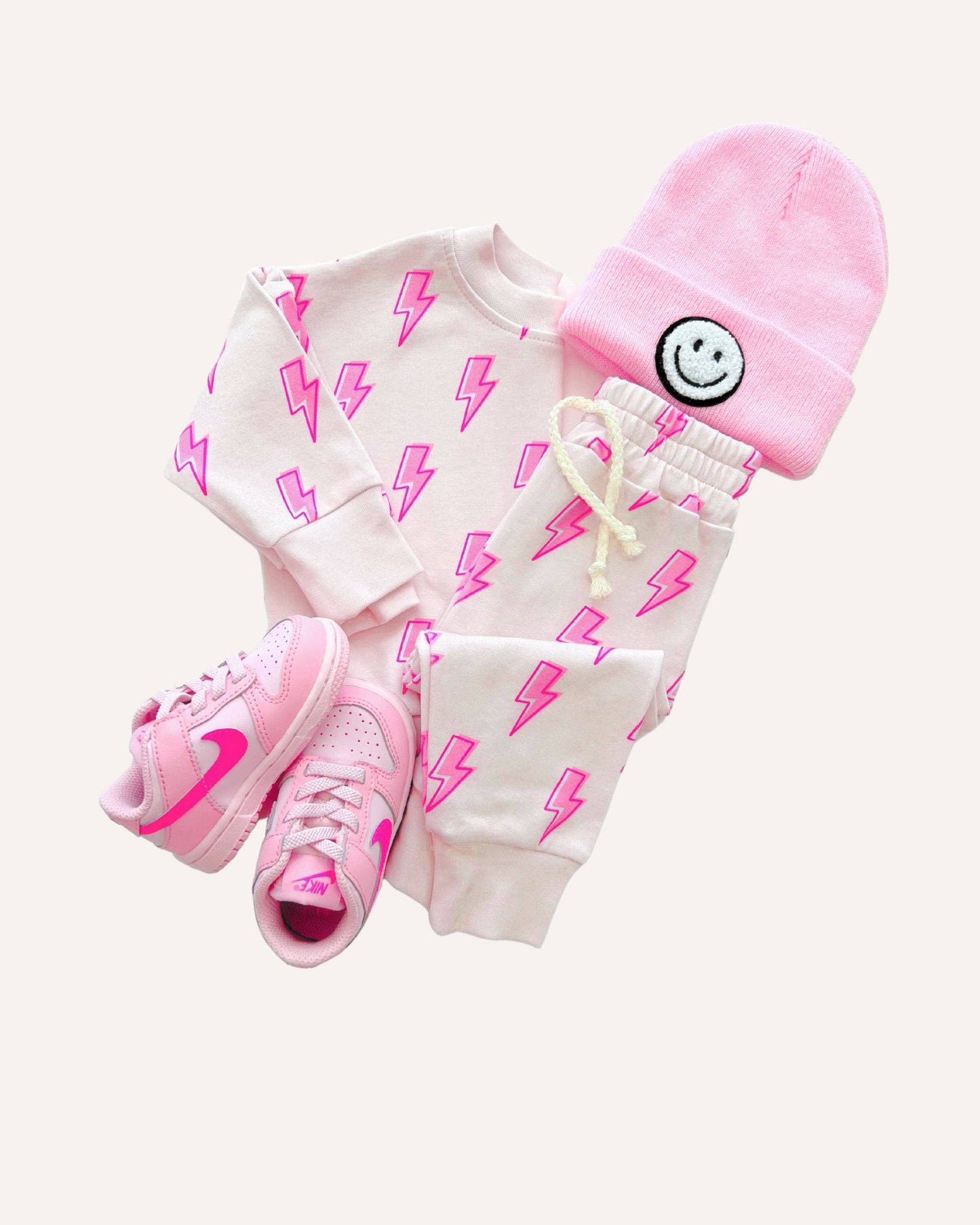 Jogger Set | Pink Bolts: 12-18M