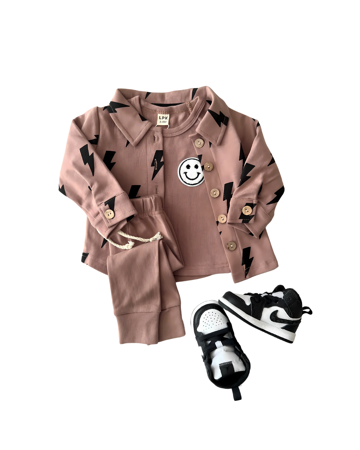 Lounge Set | Smiley Mocha: Baby 3-6M