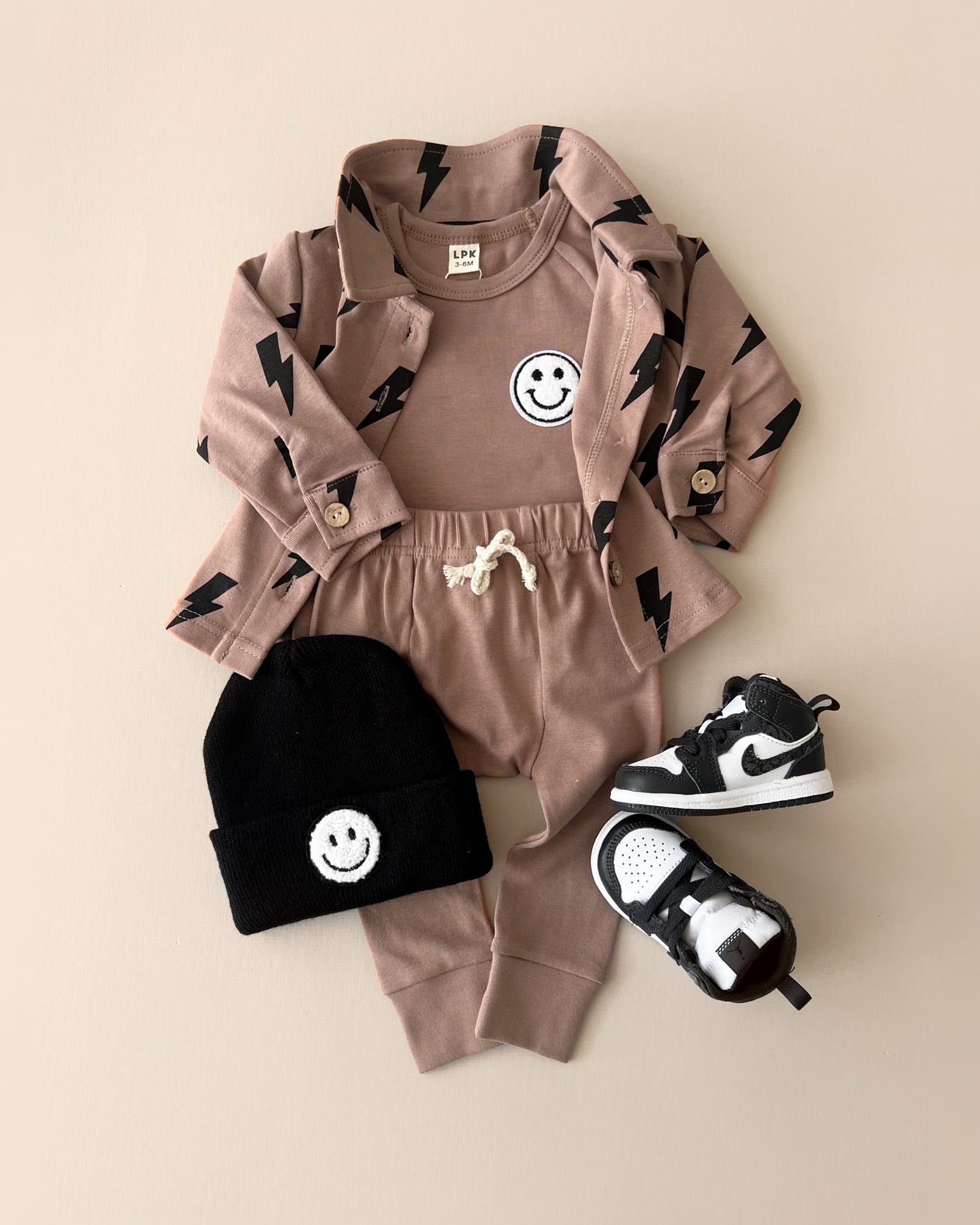 Lounge Set | Smiley Mocha: Baby 3-6M