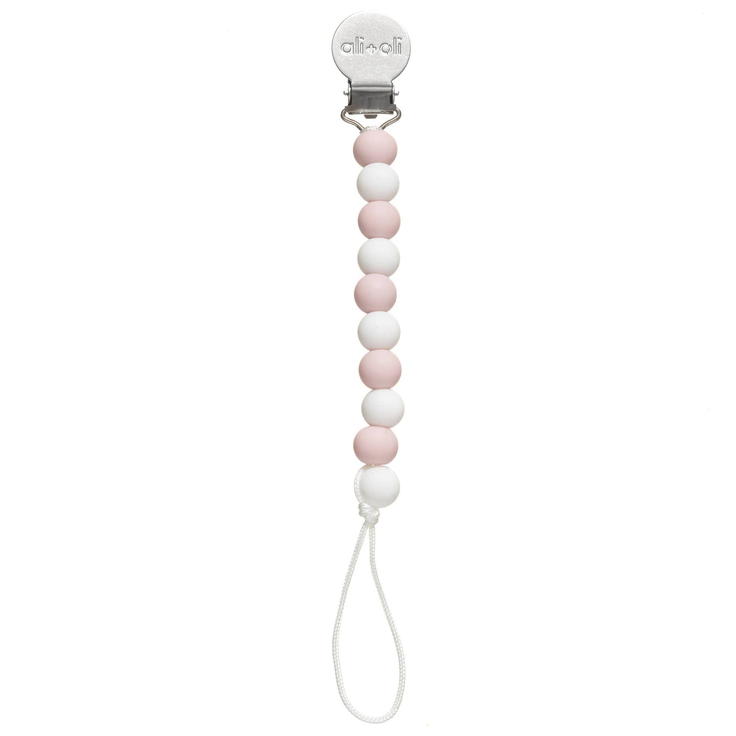 Silicone Pacifier Clip (Pink-White)