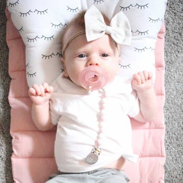 Silicone Pacifier Clip (Pink-White)