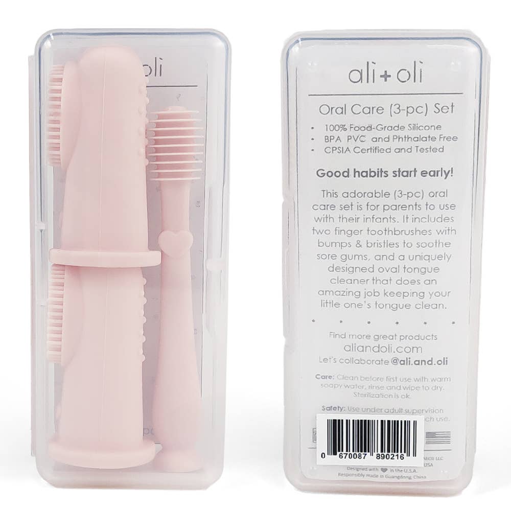 Baby Finger Toothbrush & Tongue Cleaner Oral Set 3m+ (Blush)