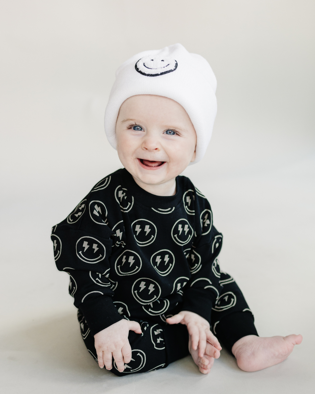 Smiley Baby & Kids' Beanie | White: Toddler