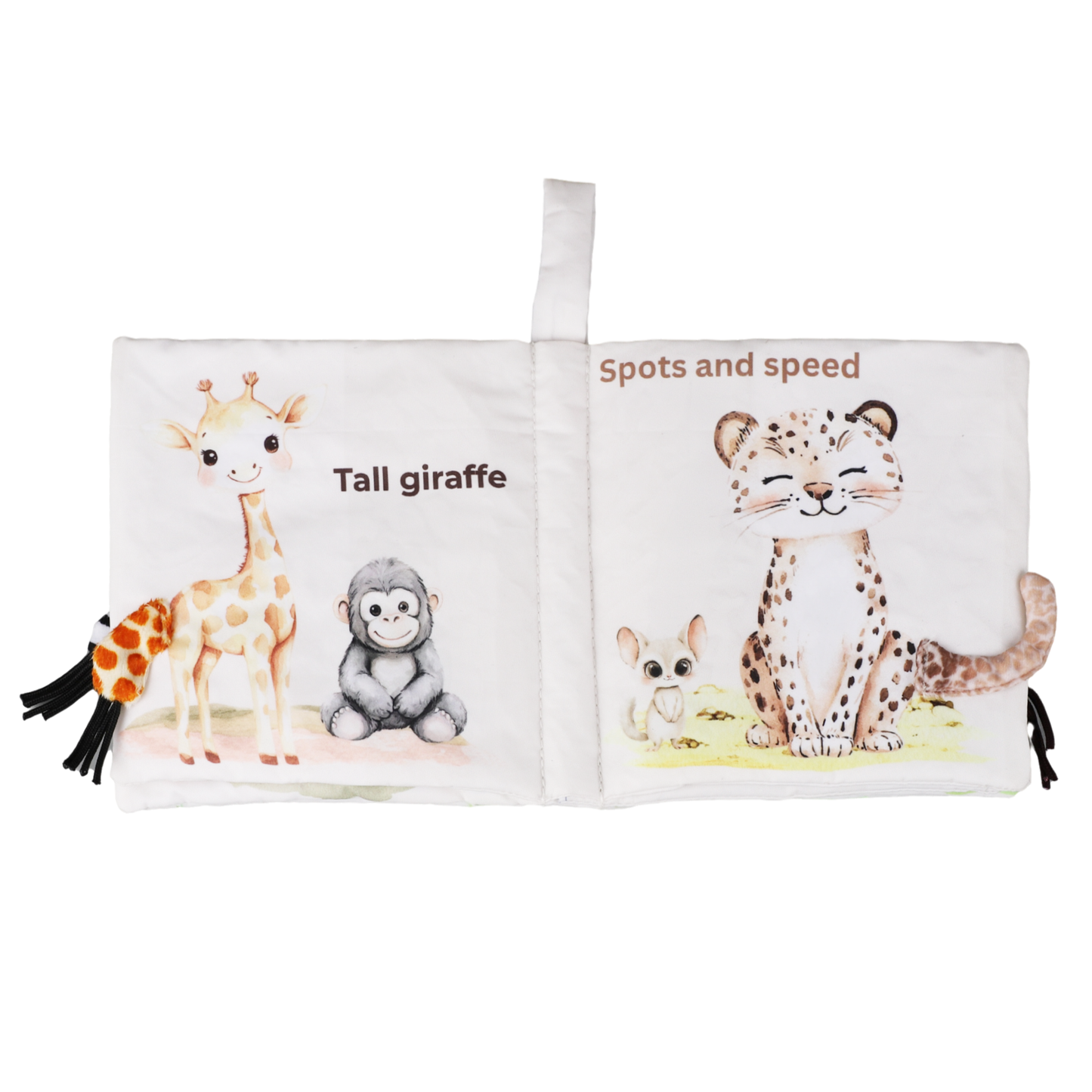 Safari Friends Tails 10-Page Soft Crinkle Cloth Baby Book