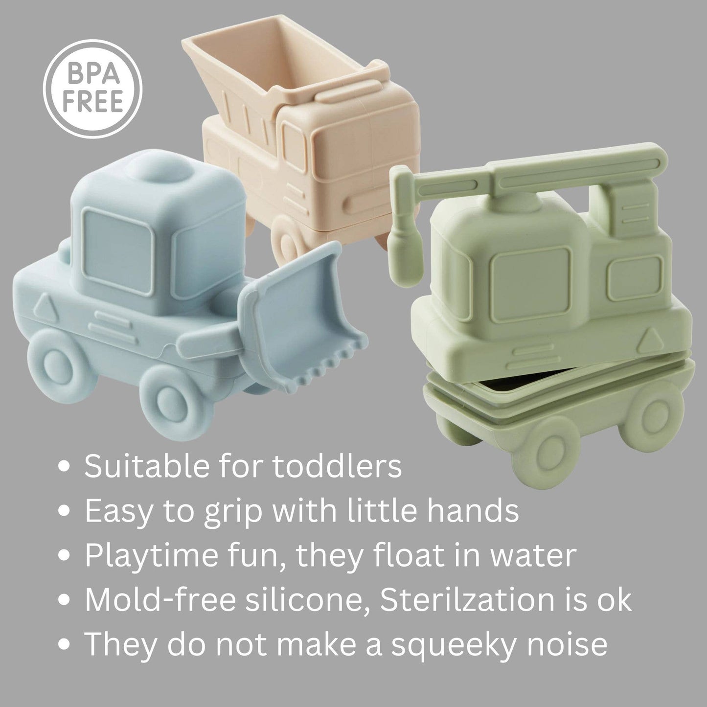 Construction Vehicles Mold-Free Bath Play Set!
