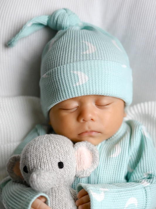 Organic Waffle Knot Beanie, Light Blue Moon: 0 - 3 mo.