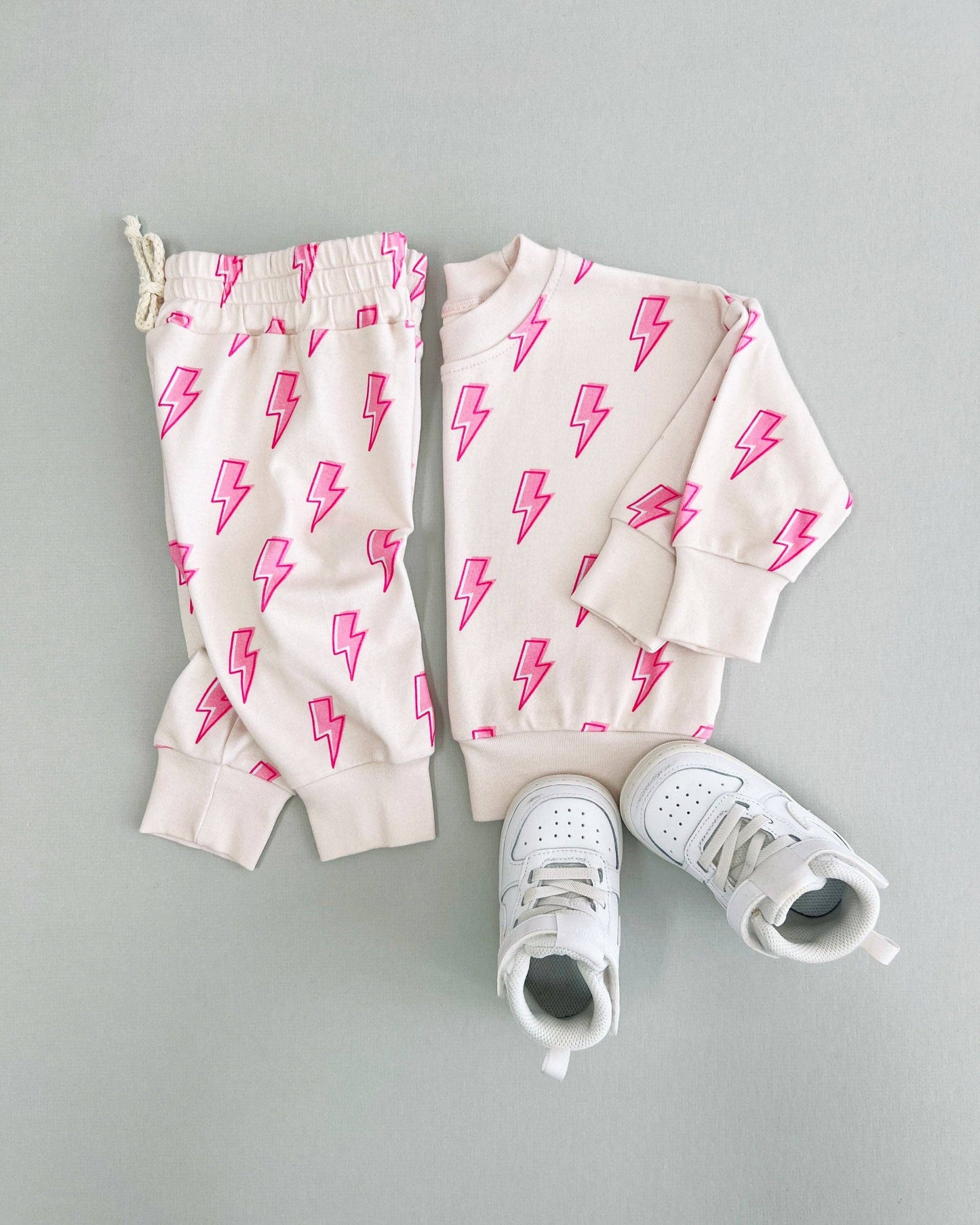 Jogger Set | Pink Bolts: 12-18M