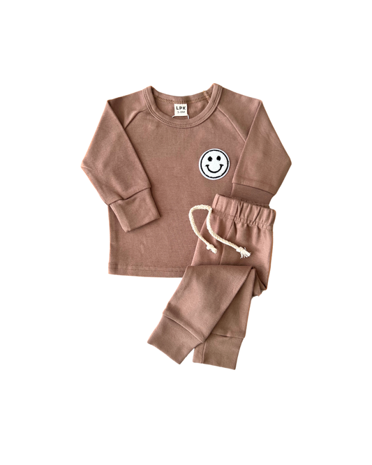 Lounge Set | Smiley Mocha: Baby 3-6M