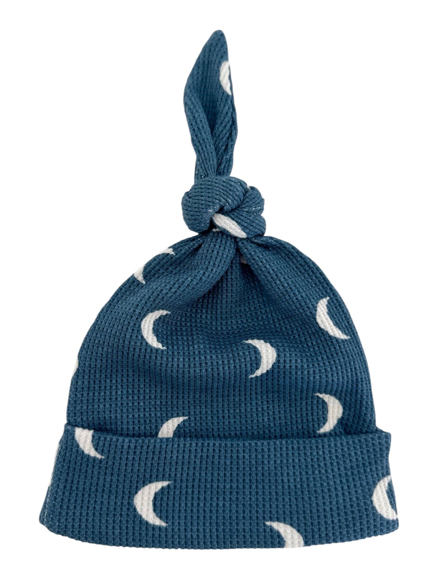 Organic Waffle Knot Beanie, Midnight Moon: 0 - 3 mo.