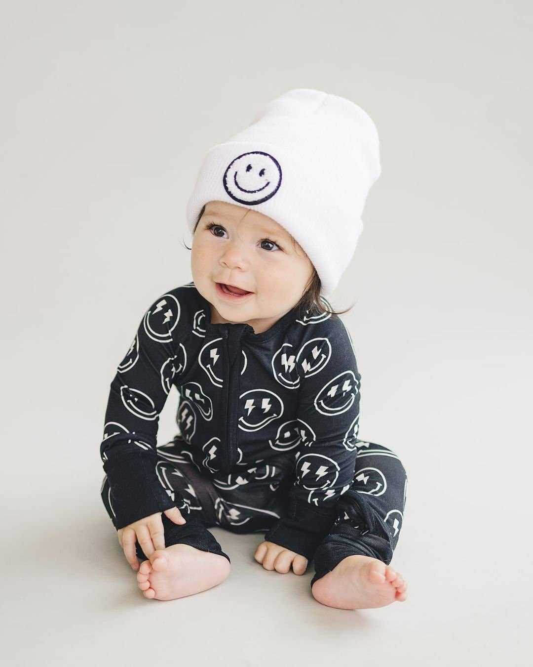 Smiley Baby & Kids' Beanie | White: Toddler