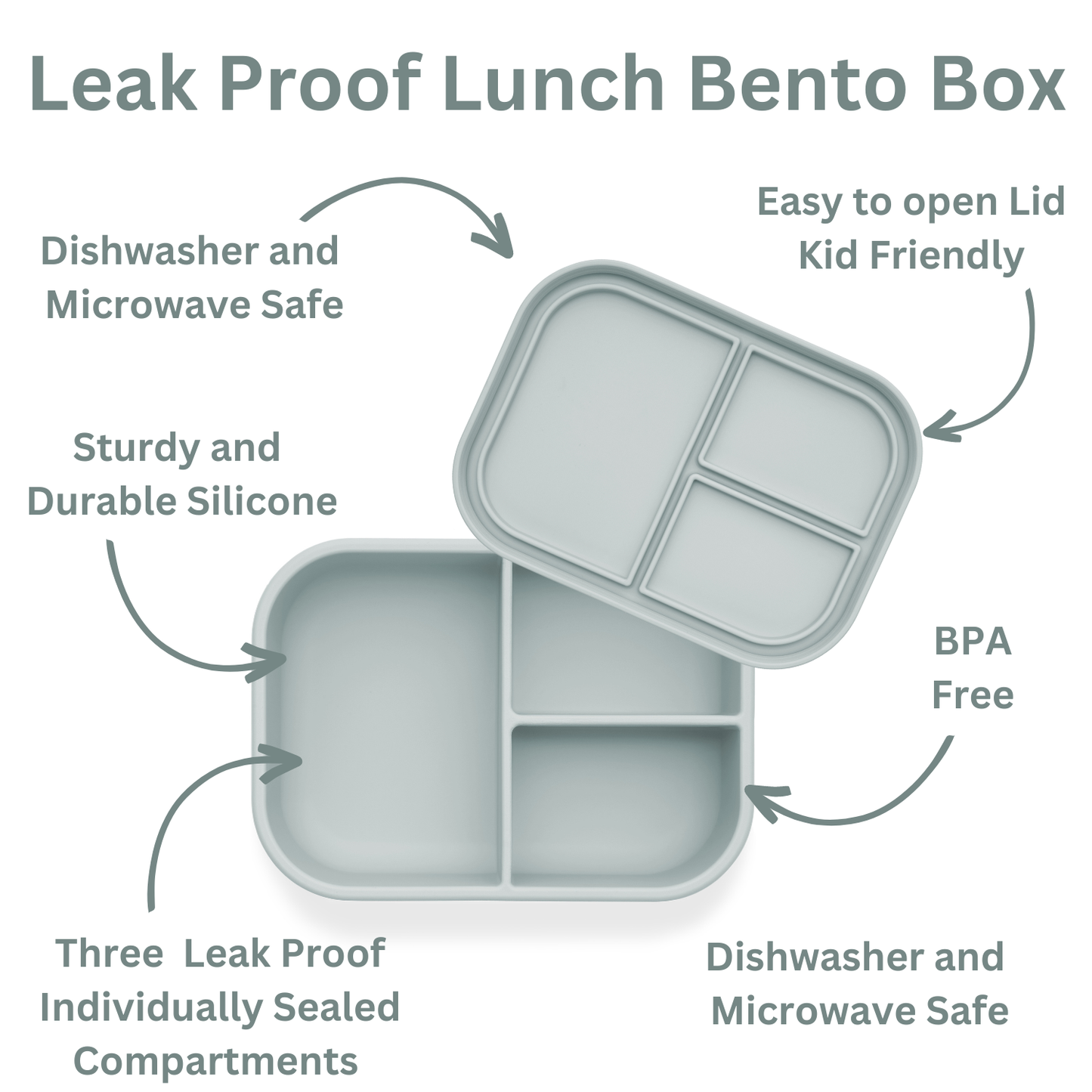 Leakproof Silicone Bento Box (Blue) Back to School