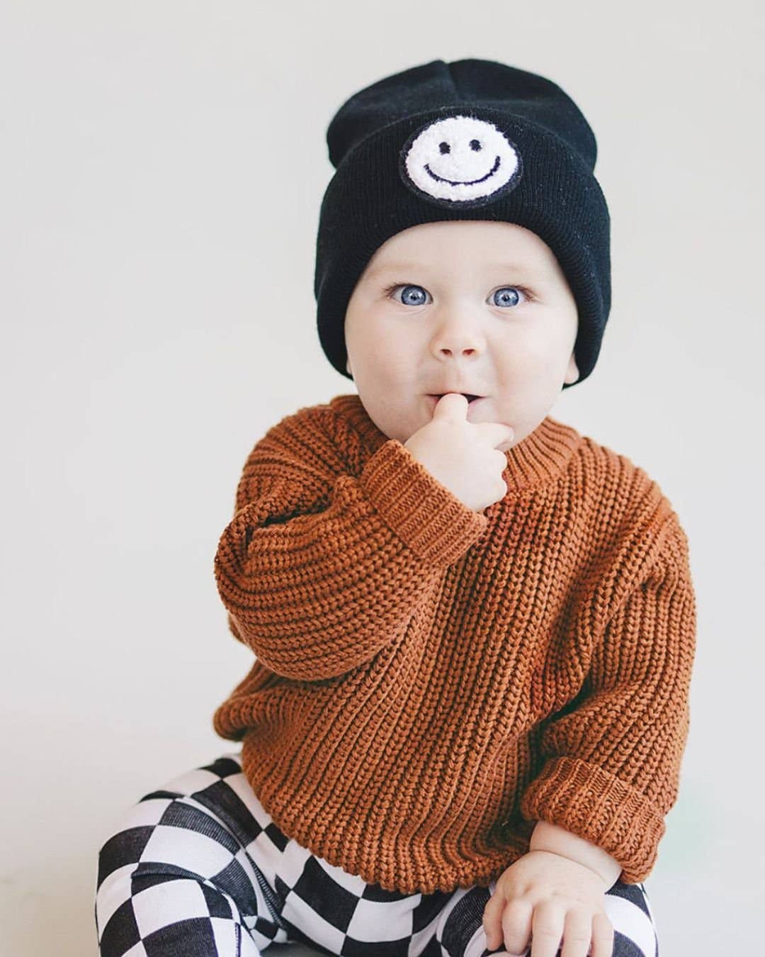 Smiley Baby Kids Beanie | Black: Toddler