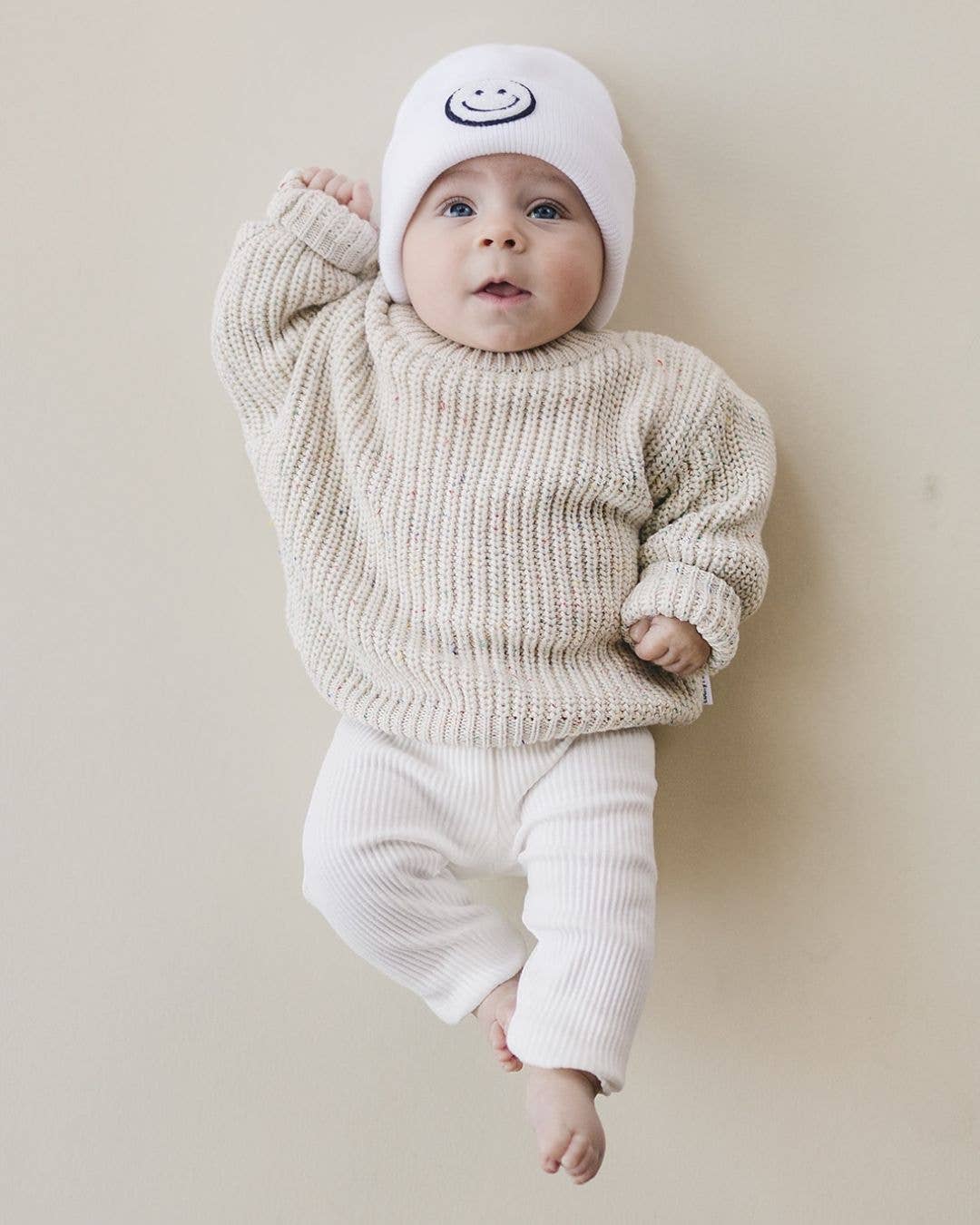 Smiley Baby & Kids' Beanie | White: Toddler