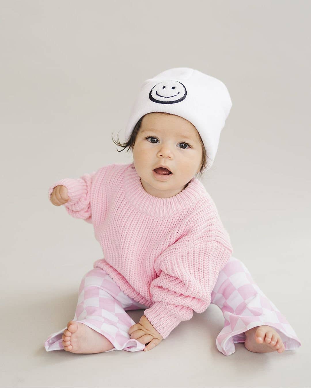 Smiley Baby & Kids' Beanie | White: Baby