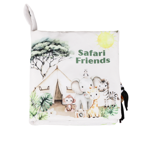 Safari Friends Tails 10-Page Soft Crinkle Cloth Baby Book